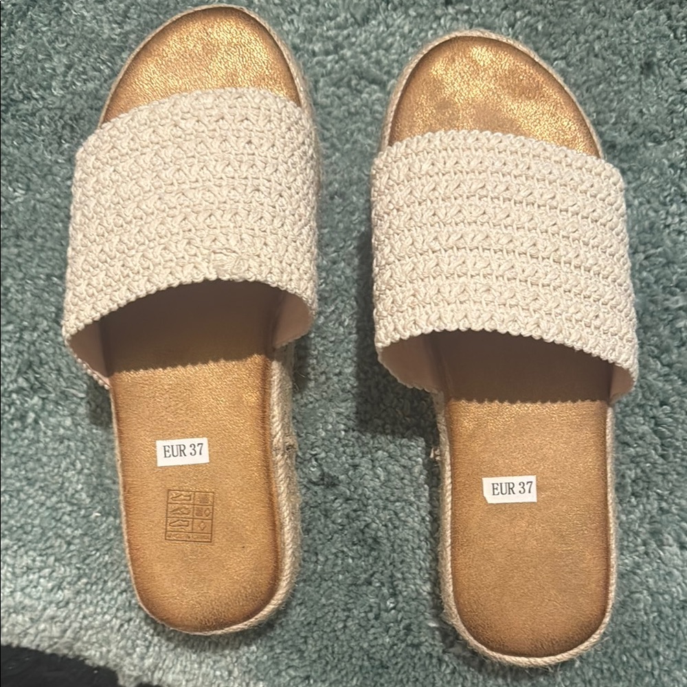 Elegant Cream Slide Sandals